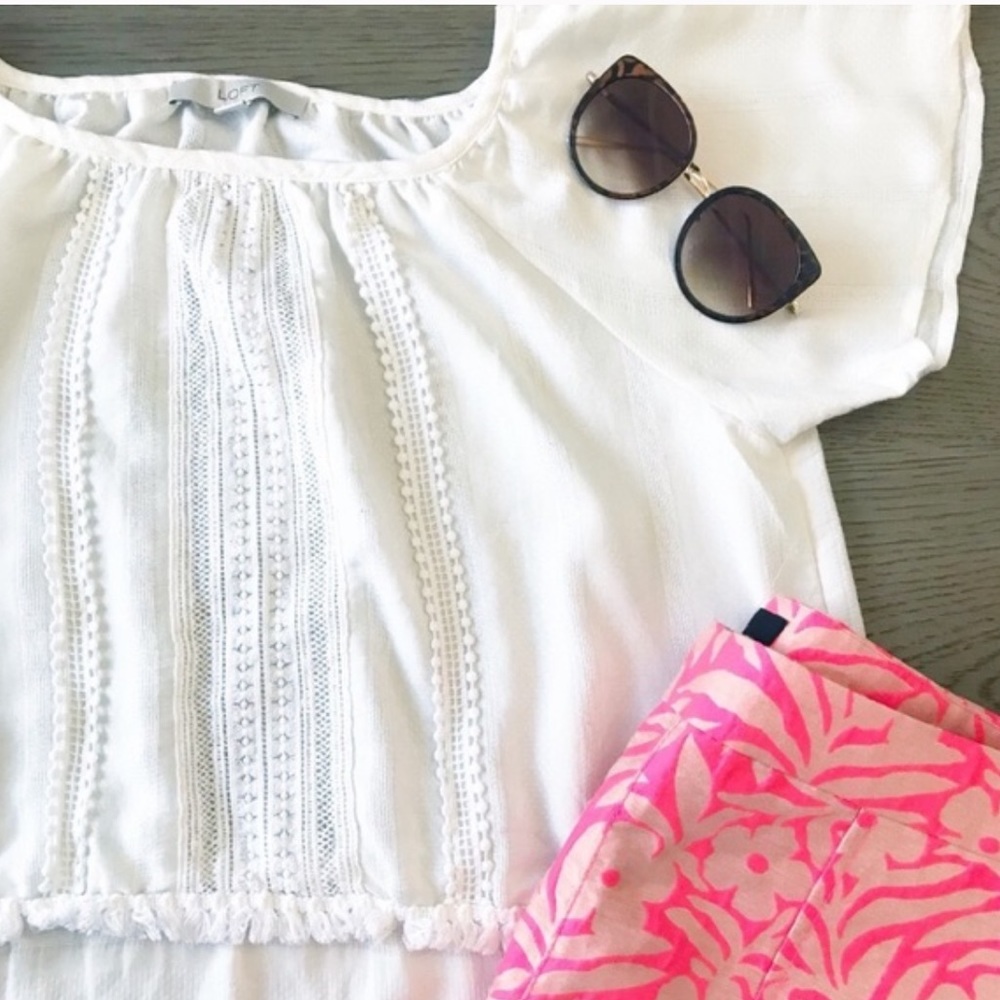 Ann Taylor White Loft Flowy Boho Blouse Top